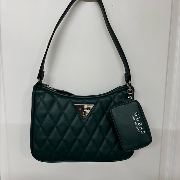 Guess Handbags - Guess Dark Green Quilted Shoulder Bag
